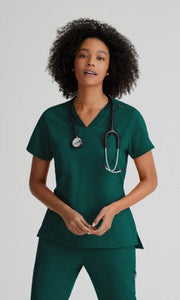 Bree One Pocket Tuck-In Style Top by Grey's Anatomy Spandex Stretch/ V-Neck One Pocket Top - Scrub Hub